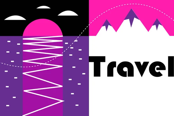 Luminoso Poster Vettoriale Con Viaggi Nella Natura Annunci Viaggio — Vettoriale Stock
