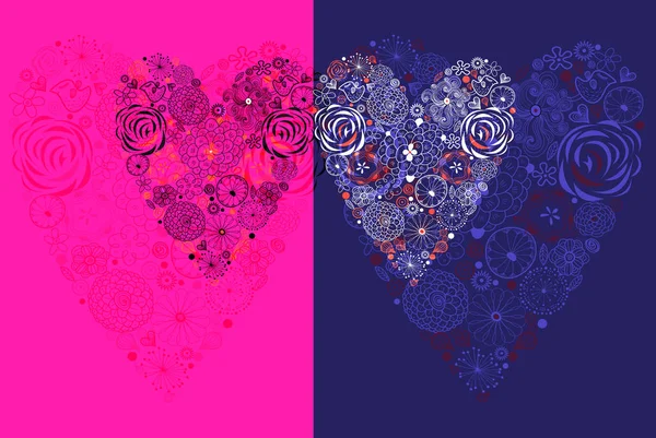 Ilustración Vectorial Con Corazones Decorativos Sobre Fondo Brillante San Valentín — Archivo Imágenes Vectoriales