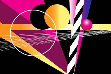 Retro arka planda farklı geometrik elementlere sahip soyut vektör arkaplanı.