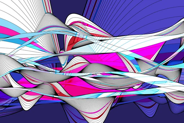 Vektorillustration Mit Grafischen Linearen Wellen Und Strichen — Stockvektor