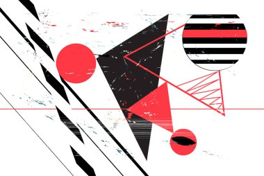 Retro arka planda farklı geometrik elementlere sahip soyut vektör arkaplanı