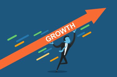 Meşgul işadamı ve büyüme grafiği