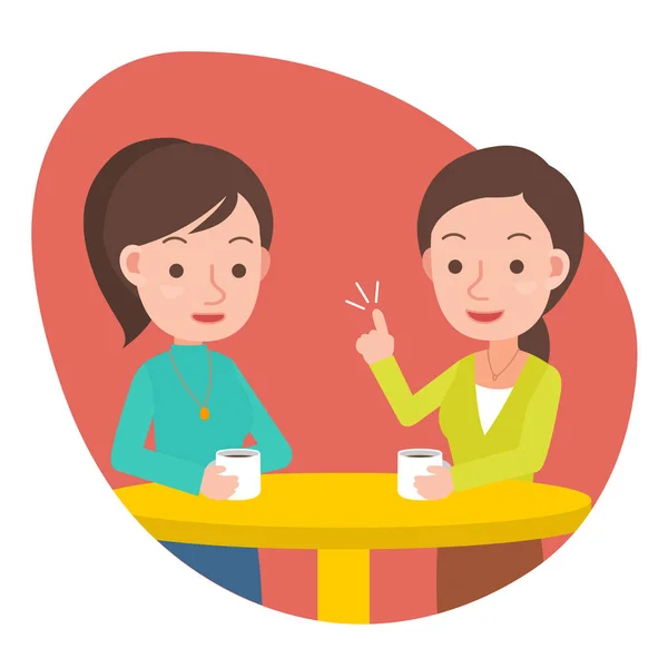 Dos mujeres hablando y tomando café en un café . — Archivo Imágenes Vectoriales