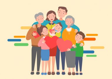 Büyük ailenin bir arada. Düz bir tasarım vektör çizim