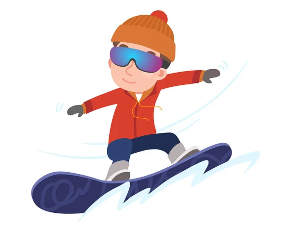 Legrační snowboardista. Vector cartoon izolované charakter. — Stockový vektor