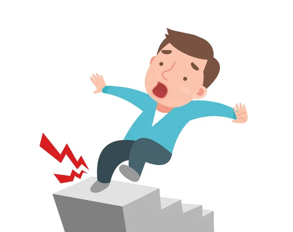 Un hombre se está cayendo por las escaleras . — Vector de stock