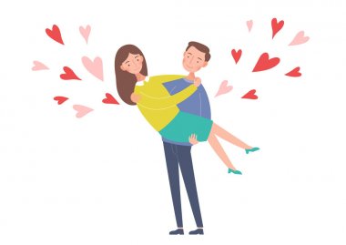 Adam bir kadın tutuyor.