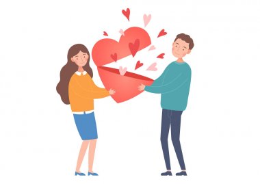 Kadın kalbi adama veriyor.