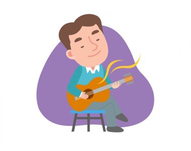 Adam gitar çalmak.