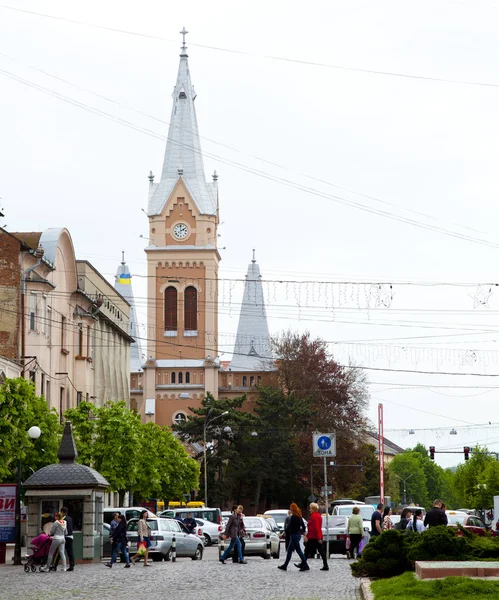 Centrum města Mukačevo, Ukrajina, Transcarpathia — Stock fotografie