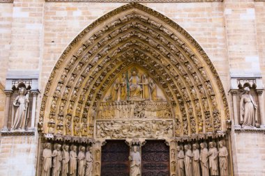 Cephe Gotik Katolik Notre Dame Katedrali Paris parçası