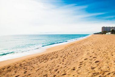 Hiçbir insan, Blanes, İspanya ile Costa Brava plaj sahil şeridi