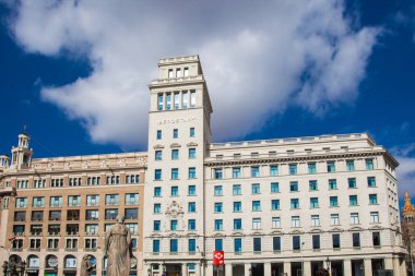 Barcelona, İspanya, 18 Şubat 2018: Plaza Catalunya Barcelona