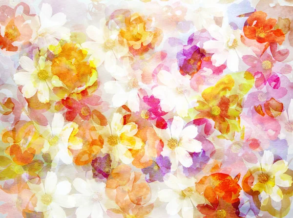 Beautiful bright summer floral composition, watercolor, backgrou — Stock Photo, Image