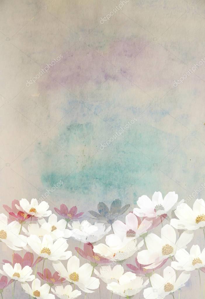 Picturesque summer floral watercolor background, made with color