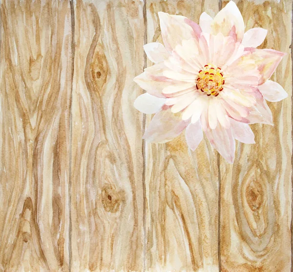 Fleur rose scénique sur un fond de planches en bois. Fait main. W — Photo