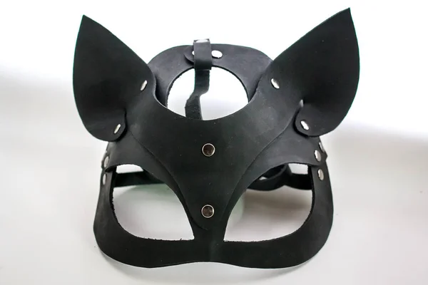 Skórzana maska kot — Zdjęcie stockowe