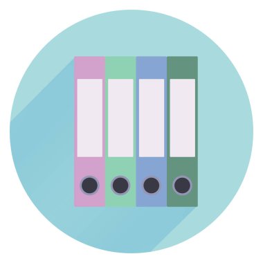 Mavi bir arka plan üzerinde izole renkli ciltler yığını. Kavramı ofis sistemleri, bilgi sınıflandırma. Vektör çizim.