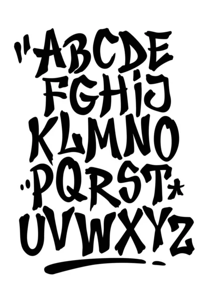 Hand lettering graffiti font with decorations. Vector alphabet — Stock Vector