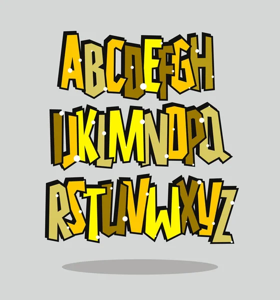 Graffiti letras del alfabeto cómico. Vector fuente — Vector de stock