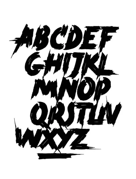 Kalligrafi hand bokstäver borste teckensnitt. Vektoralfabetet — Stock vektor