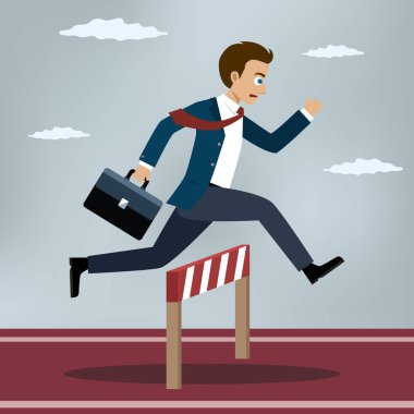 İşadamı engel atlama.