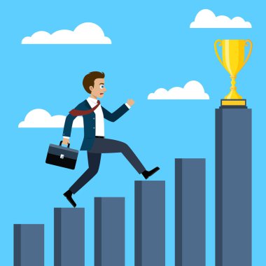 Kupa için çalışan işadamı.