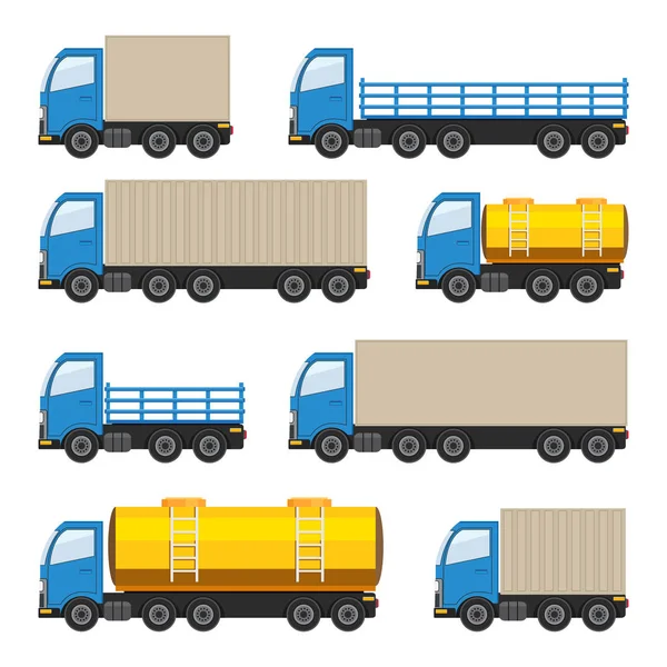 Flat set of trucks. Stock Vector