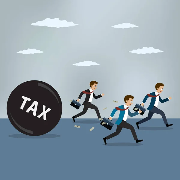 Empresarios huyen de impuestos pesados . — Vector de stock