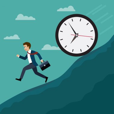 İşadamları uzak büyük saat çalıştırmak.