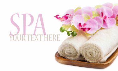 Spa natürmort orkide ve havlu ile