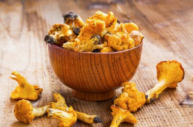 Cantharellus cibarius mantar taze aldım, yenilebilir sarı mantar