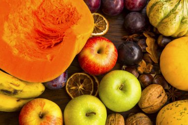 Kabak, kabak, Erik, elma ve kestane ile sonbahar hasat