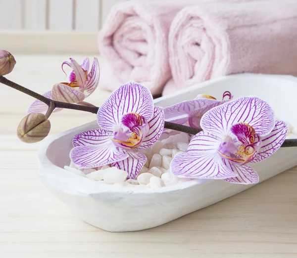 Balneario naturaleza muerta con orquídea —  Fotos de Stock