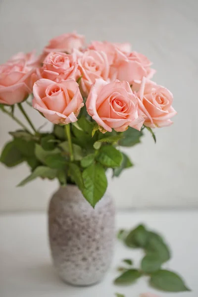 Bouquet Roses Roses Dans Vase — Photo