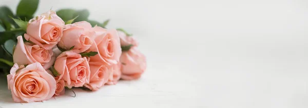 Bouquet Roses Roses Avec Fond Espace Copie — Photo