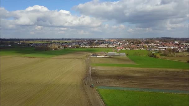 Légi Felvétel Város Mezőgazdasági Területek — Stock videók