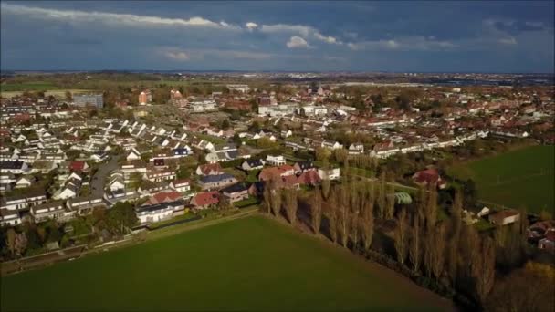 Aerial View City Farm Fields — Stock Video