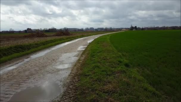 Área Pavimentada Corrida Paris Roubaix — Vídeo de Stock