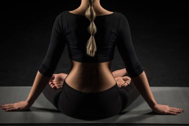 Woman sitting in lotus position clipart