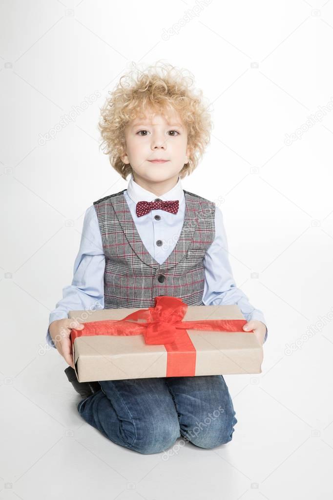 Little boy with present