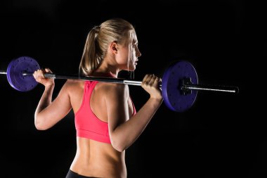 woman exercising with barbell clipart