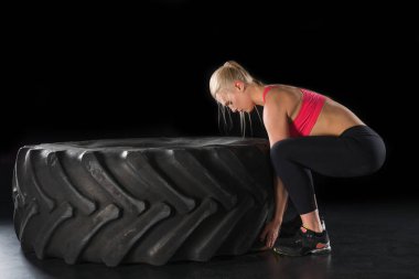 sporty woman with tire clipart