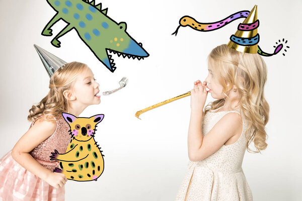 cute girls in cone hats