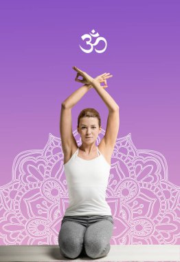 Woman practicing yoga clipart