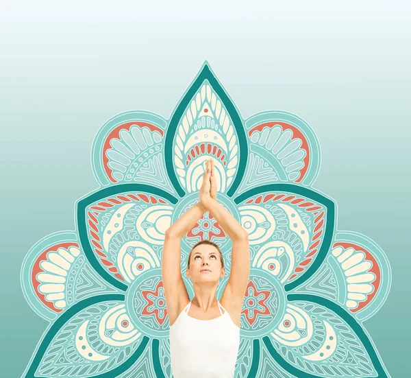 Woman practicing yoga — Stock Photo, Image