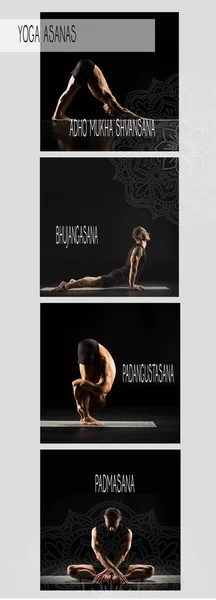 Uomo che esegue yoga, collage — Foto Stock