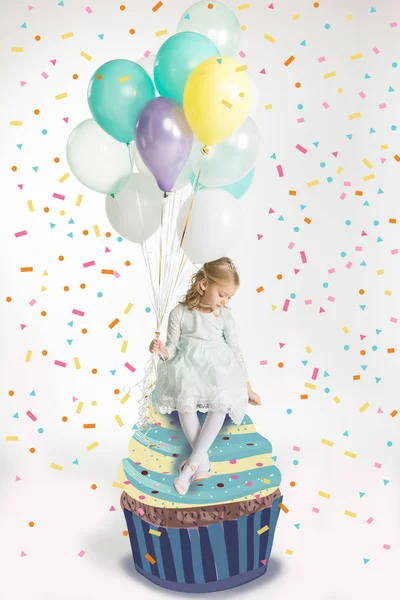 Girl with air balloons — Stock Photo