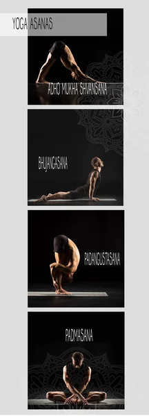 Man performing yoga, collage — Stock Photo