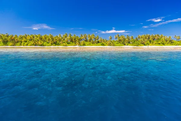 すばらしい熱帯自然 風景のビーチ 青い海 ヤシの木 パラダイス島概念からの眺め 熱帯旅行先 夏の休暇のデザイン — ストック写真
